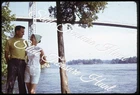 Pretty Woman Man Bridge River 35mm Slide 1970s Kodachrome