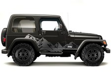 Vinyl Graphics Decal Wrap Kit For 1999-06 Jeep Wrangler Rubicon Mountains Silver Vinyl Graphics Decal Wrap Kit For 1999-06 Jeep Wrangler Rubicon Mountains Silver