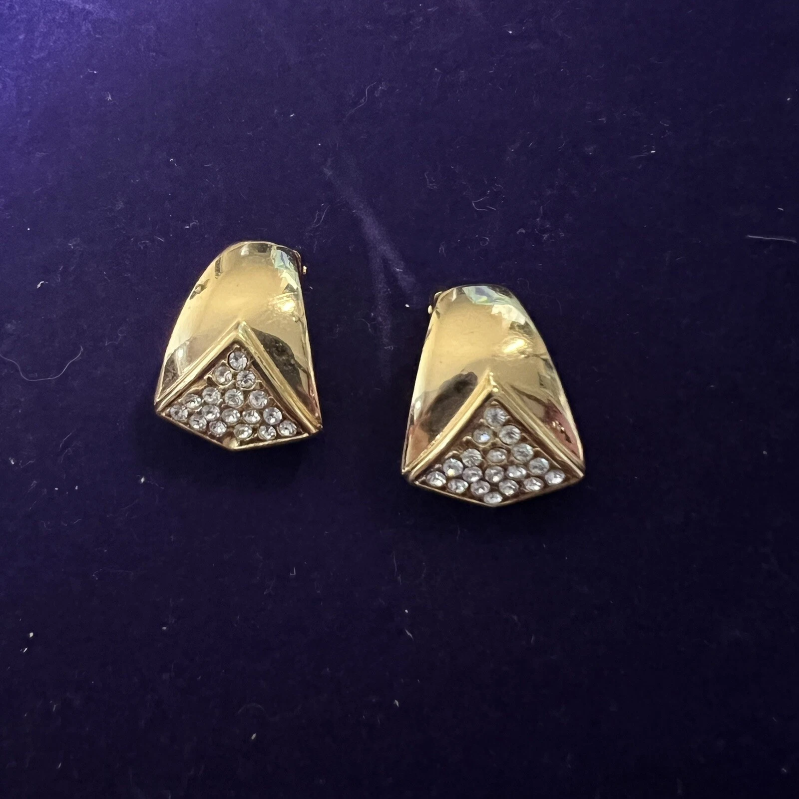 Boucles d'oreilles rectangle feuille cristal feuille de cristal Christian Dior vintage années 1980