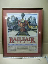 Railfair Grand Opening 1981 Framed Under Glass Poster, Sacrometo Calif.