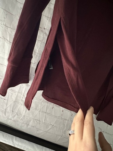 Sam Edelman Wine Burgundy Workout Hoodie Full Zip Sweater NWT S - Picture 9 of 12