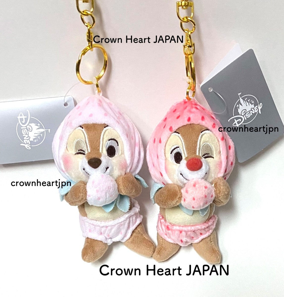 2025 Disney Store Japan Strawberry Plush Keychain Set of 2 - Chip