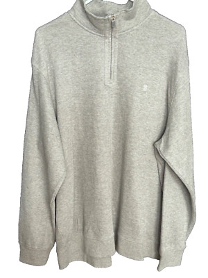 Izod Mens (XL) Golf Gray Heather Long Sleeve 1/2 Zip Cotton Shirt NEW!