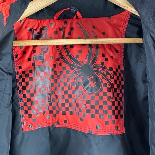 Spyder Kids Youth Boys 18 reddish Orange Black Hooded Full Zip Leader Ski Jacket - Picture 7 of 12