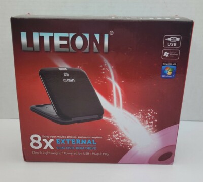 LITEON 8X External Slim DVD- Rom Drive,Plug & Play Instant CD, DVD Access, USB
