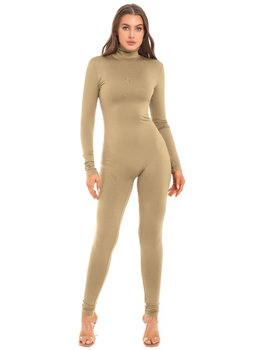 Body donna manica lunga finto collo tuta intera unitard base strato pagliaccetto - Foto 14 di 93
