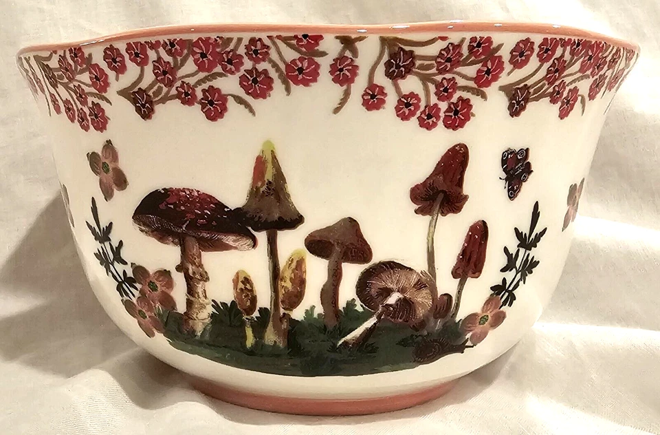 Anthropologie Nathalie Lete Mushroom Fall Forage Bowl Pink Rim - Image 3 of 4