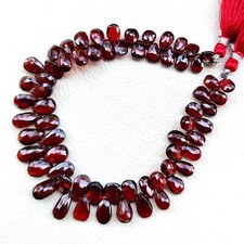 Natural Garnet Gemstone 7x5 to 11x6 mm Size Faceted Pear Shape Beads 8" Strand