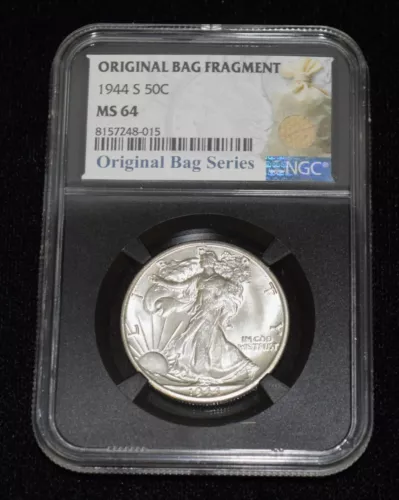1944-S NGC MS64 Original Bag Fragment Walking Liberty Half Dollar