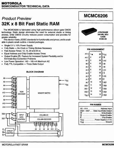 SRAM 256×1 , 256×4 , 1k×1 , 1k×4 , 4k×4 , 16k×1, 64k×1 , 8k×8 , 32k×8 , 128k×8 - Picture 54 of 58
