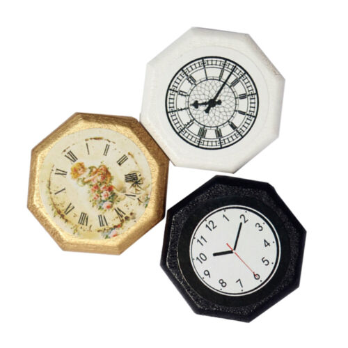 3pcs Mini Wooden Wall Clocks - Vintage Furniture Accessories - Picture 1 of 12