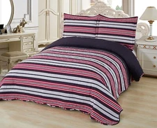 3 Pc Super Soft Queen Pre-Washed Quilt Set,Quilted Bedspread Coverlet (Whitney) 