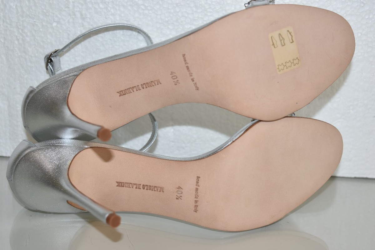 Sandales Manolo Blahnik CHAMOSCA 105 - Talon 10.5cm Argent Avec Cristaux | Taille 40.5, Neuves Avec Boîte
