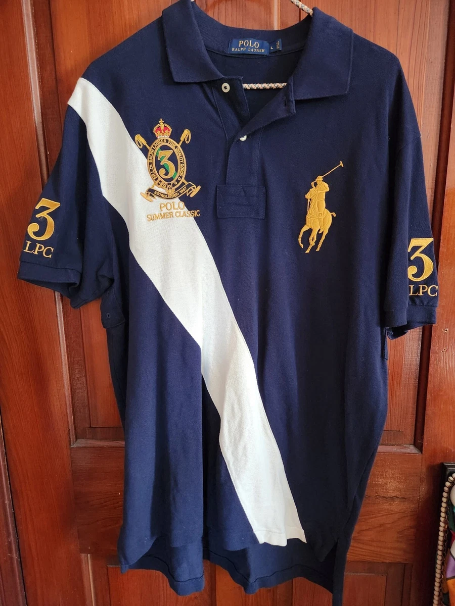 Vintage Polo Ralph Lauren Shirt Size Large Summer Classic Big Pony Rugby #3  Blue