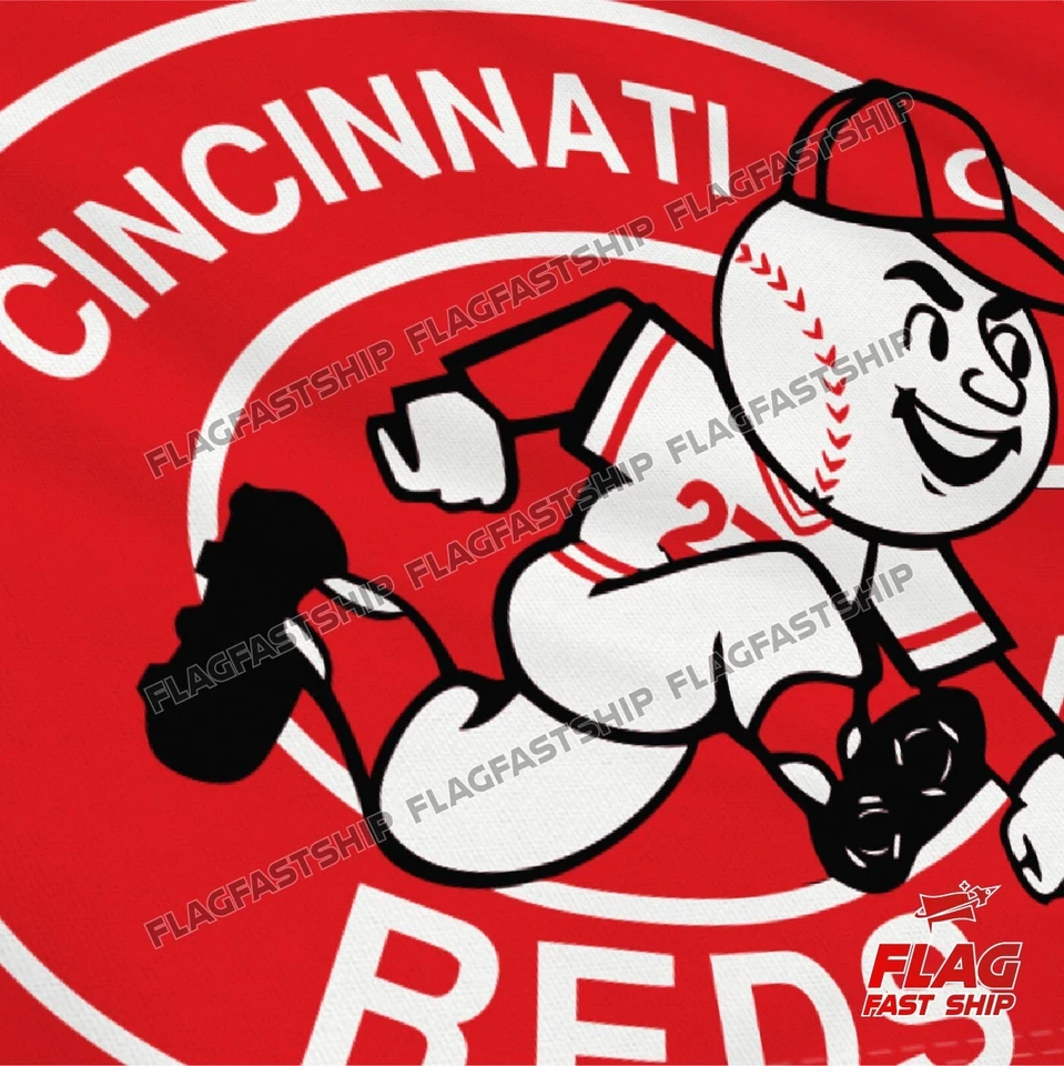 Cincinnati Reds 3x5 ft Flag Banner MLB Mascot Logo Baseball FREE Shipping USA 6G - Image 4 of 4