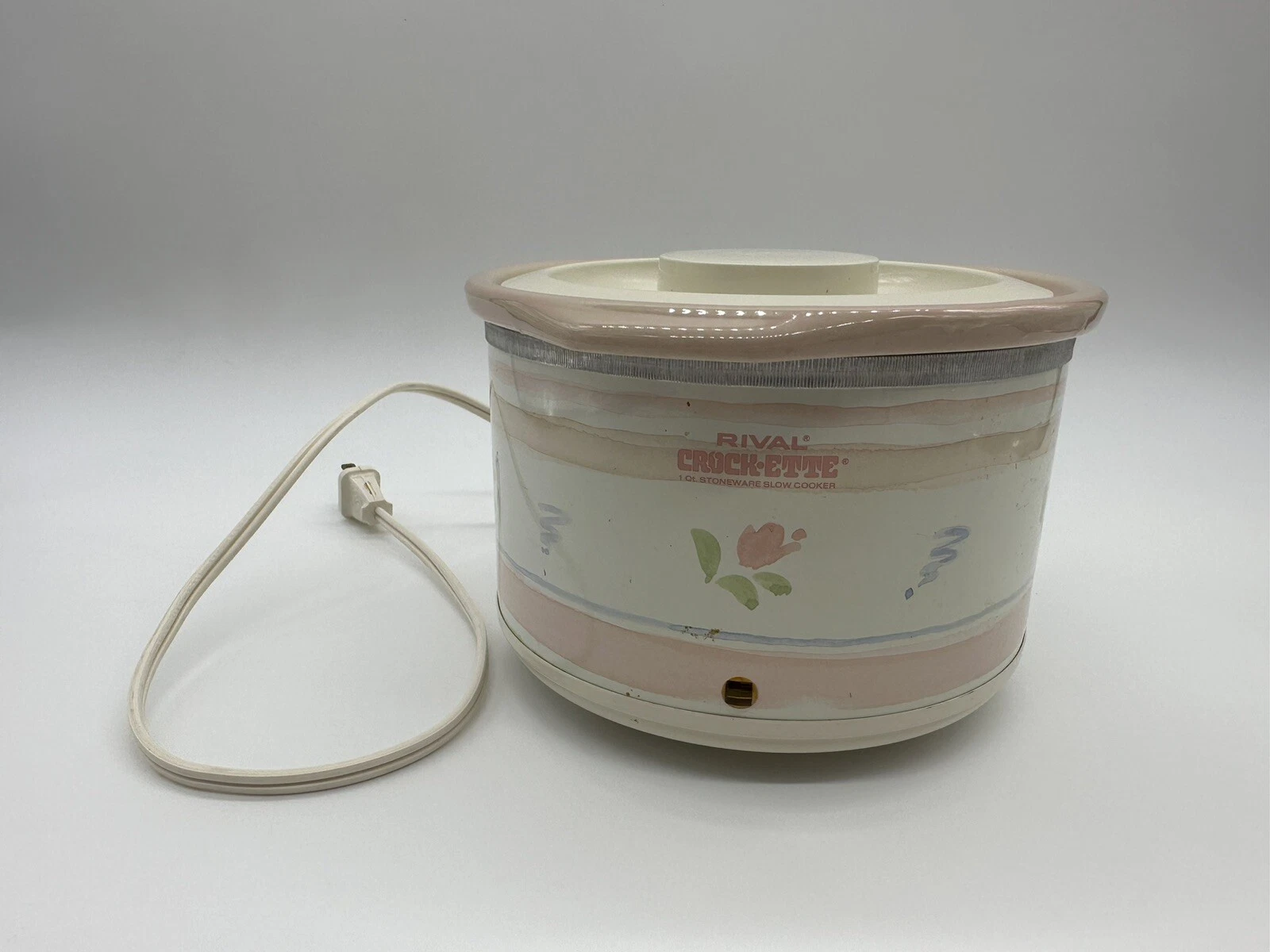 Rival Crock-ette 1qt Stoneware Slow Cooker Model 3200 Pink Dip Cheese Tested