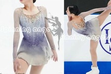 Figure Skating Dress Women's Girls' Ice Skating Dress gray dyeing handmade