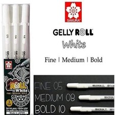 Sakura Gelly Roll Classic White Gel Ink Pen Fine Medium Bold Set of 3