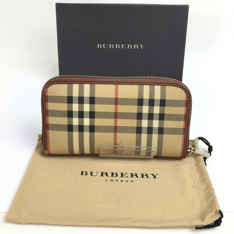 BURBERRY Long Wallet Zip Nova Plaid Beige Accessory for Unisex from Japan  Used