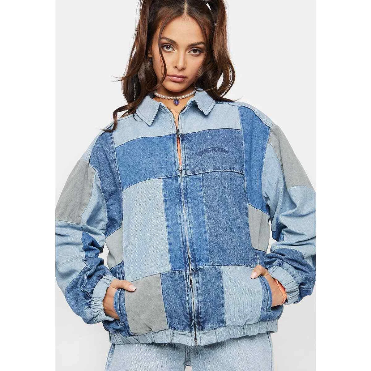 BDG Jeans Billy Patchwork Denim Zip Up Jacket