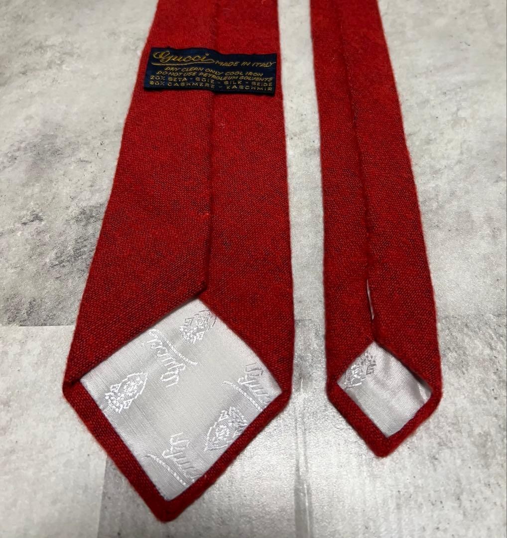 Old GUCCI Tie Solid Interlocking Cashmere Blend - image 6