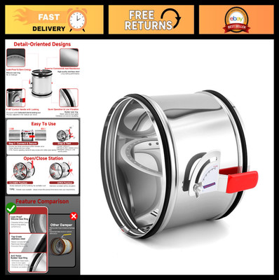 8'' HVAC Duct Backdraft Damper - Stainless Steel Airflow Control Valve, Adjustabl