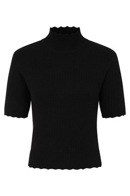 Banned Retro Halbarm Pullover Jane Sweet Scallop Schwarz Vintage Wellenschnitt
