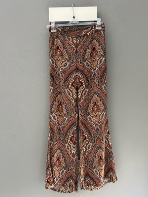 Zara Boho Schlaghose Vibrant Paisley Print 70 s Style Blogger Favorite Gr. XS