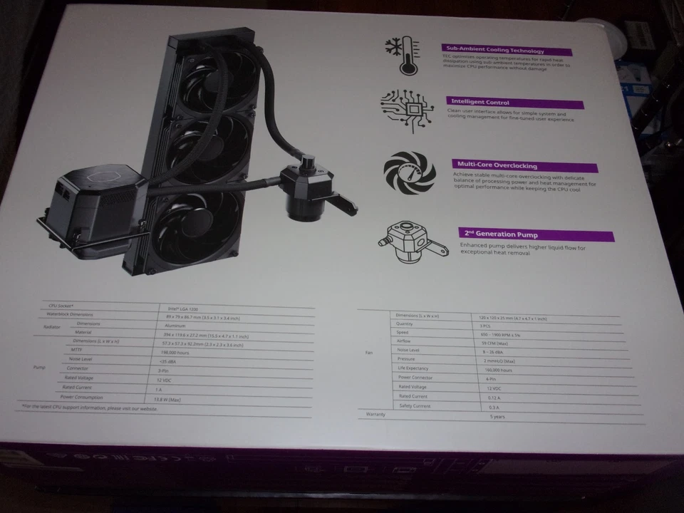 NEW COOLER MASTER MasterLiquid ML360 SUB ZERO Water Cooler TEC AIO Water Cooling - Image 4 of 4