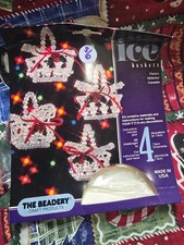 Vintage The Beadery Winter Ice Baskets Bead Kit Christmas Ornament NOS 90s