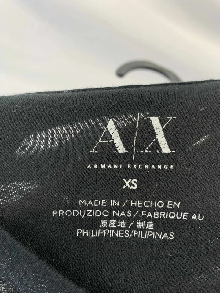 Armani Exchange AX Graphic Logo T-Shirt XS Black Made in Philippines #19 - Image 3 of 4