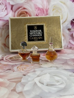 Vintage Guerlain Shalimar Mitsouko Chamade Parfum Coffret 3x2ml 1989