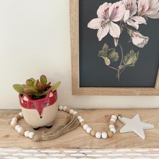 Wooden Bead Garland with Tassel  White Star Home Decor
