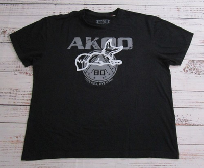 #ad AKOO Black Short Sleeve Graphic Logo Live Full Live Well T Shirt Cotton Mens 2XL $22.99