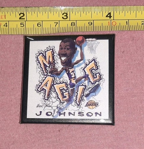 Magic Johnson Button Vintage Magic Johnson LA Lakers NBA Basketball Button Pin Pinback Los ...