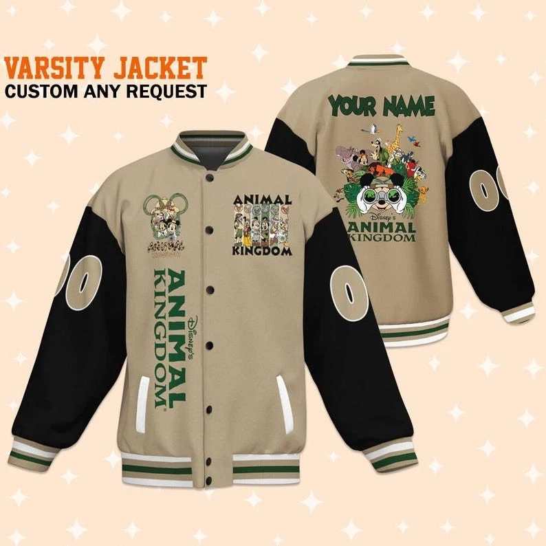 Personalized Mickey Mouse & Friends Safari Trip Animal Kingdom Baseball Jacket