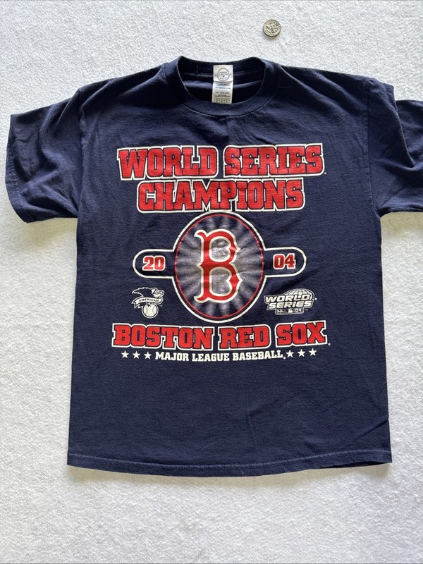 Vintage Boston Red Sox 2004 World Series Champions T Shirt Medium Delta MLB Navy