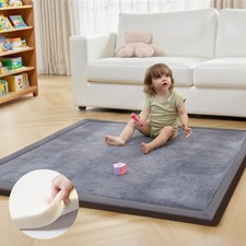 ACOMOPACK Baby Play Mat for Floor 1.3" Thick Memory Foam 50x50 Soft Velvet Pl...