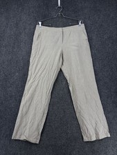 Eileen Fisher Beige Linen Blend Flat Front Pants Women  s M Lagenlook Made In USA