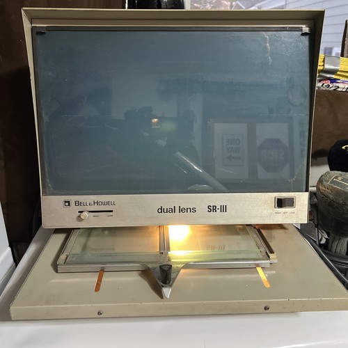 Vintage 1mBell & Howell SIII Dual Lens Dual Plate Microfiche Reader Tested Good!