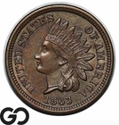 1863 Indian Head Cent Penny, 4-Full Diamonds, Gem BU++