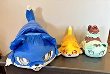 Three Aphmau MeeMeows 13" Wolf Ein 6" Mint Chip Ice Cream 6" Noi Cat Plush