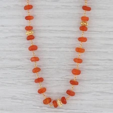 New Nina Wynn Melody Carnelian Bead Necklace Sterling Gold Vermeil Adjustable