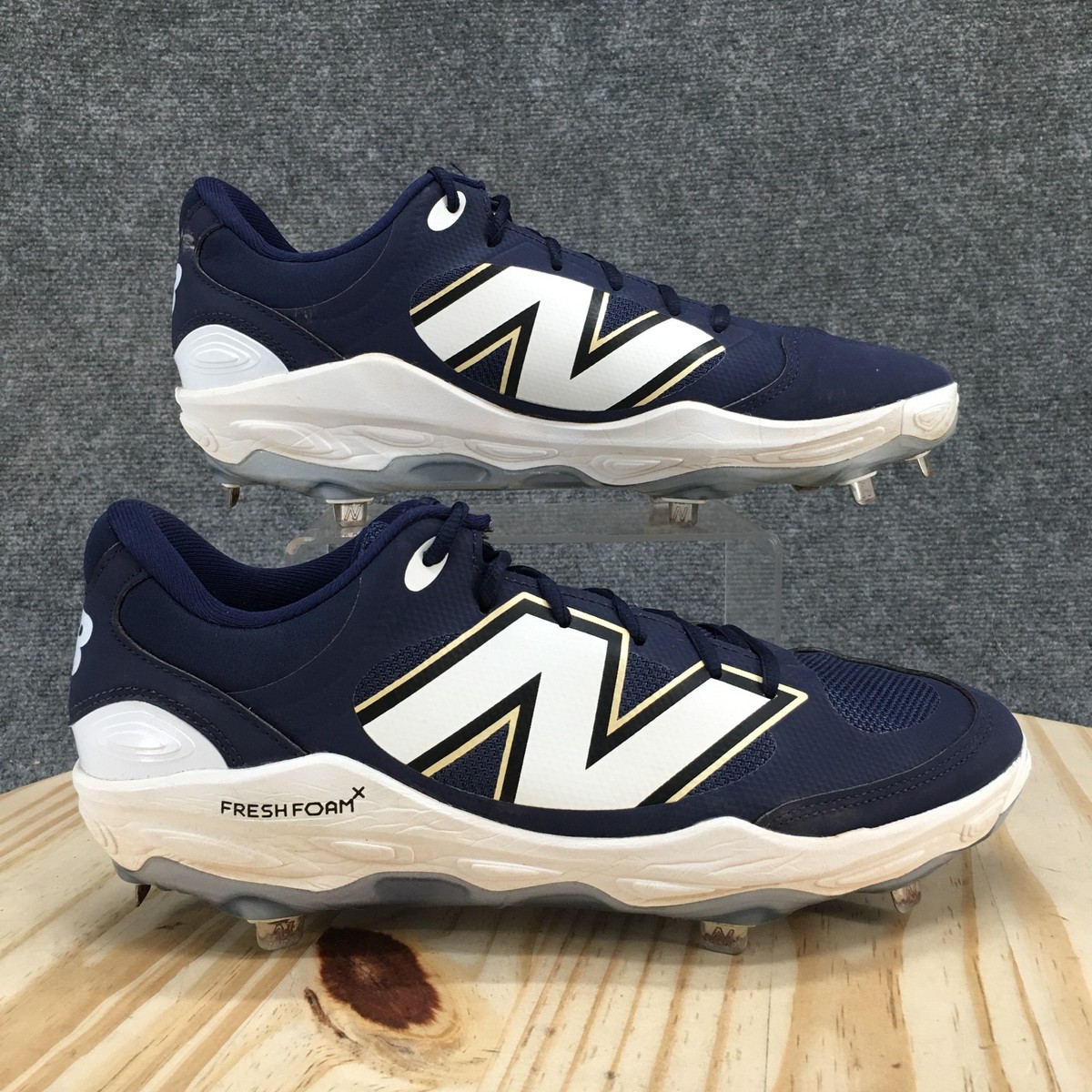 New Balance Baseball Cleats Mens 13 Navy Blue White Fresh Foam X