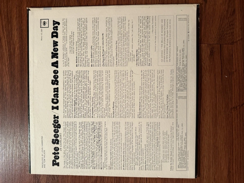 PETE SEEGER I CAN SEE A NEW DAY LP 1964 MONO 2 Eye CL2257 - Image 2 of 4