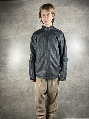 G-Star RAW Dark Navy Gray Moto Jacket Genuine Leather Moto Jacket