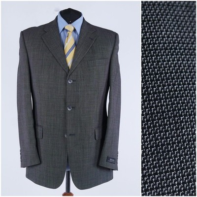 Mens Knitted Blazer 46R US Size DIGEL Check Grey Wool Sport Coat Jacket