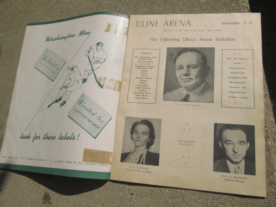 Washington Lions Hockey Club 1946-47 Season Game Program EHL - Image 3 of 4