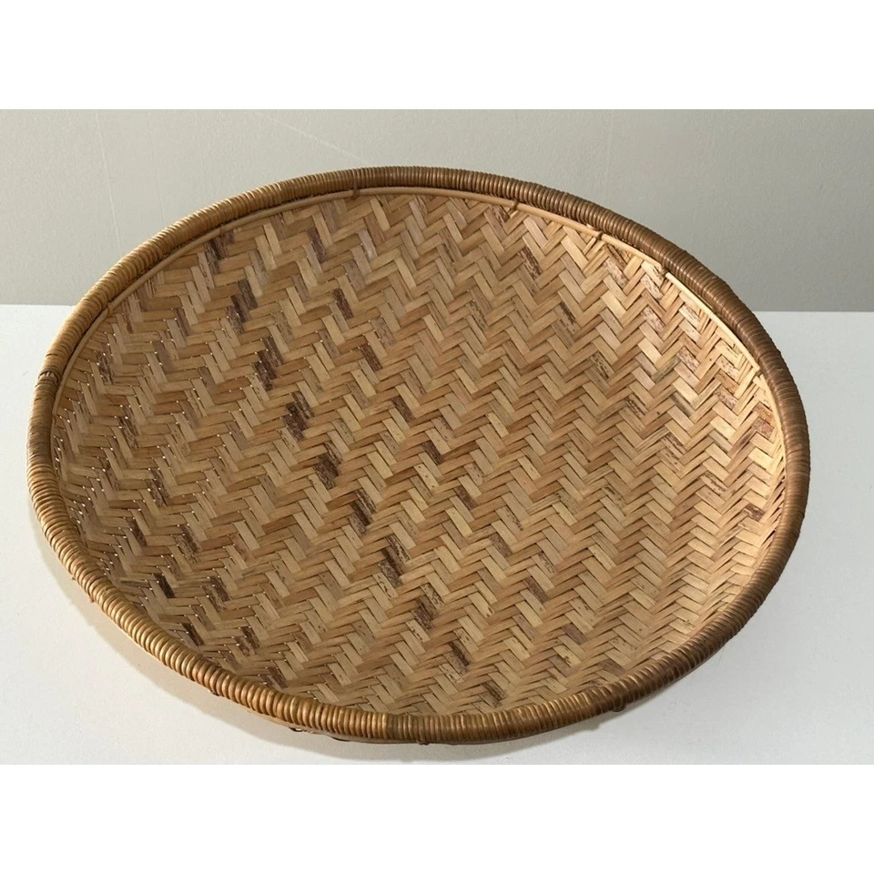 Cesta de bambú tejida - Decoración de granja bohemia - Frutero de ratán para servir Foto 2 de 4