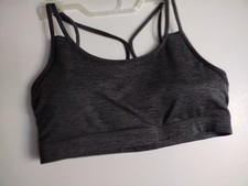 Gaiam Charcoal Grey Sports Bra Women’s Size XL PULLOVER STRAPPY REMOVABLE PADS 